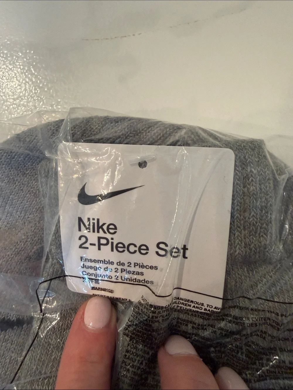 Nike Heather Gray Beanie Set with gloves